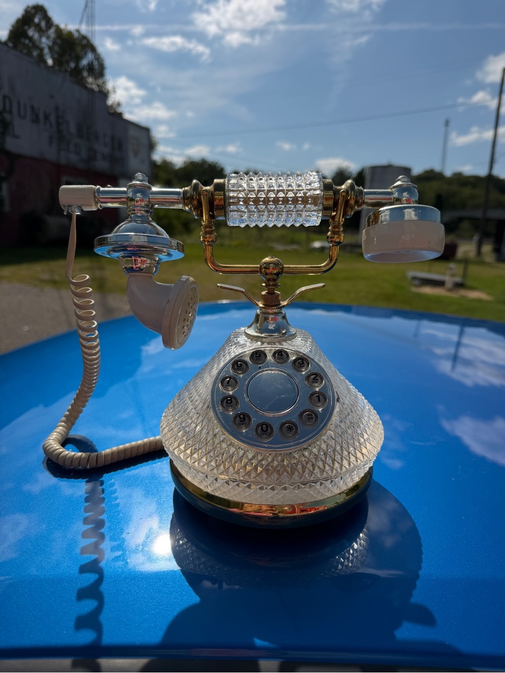 Vintage TT Systems Crystal Cut Gold Tone Victorian Style Push Button Telephone